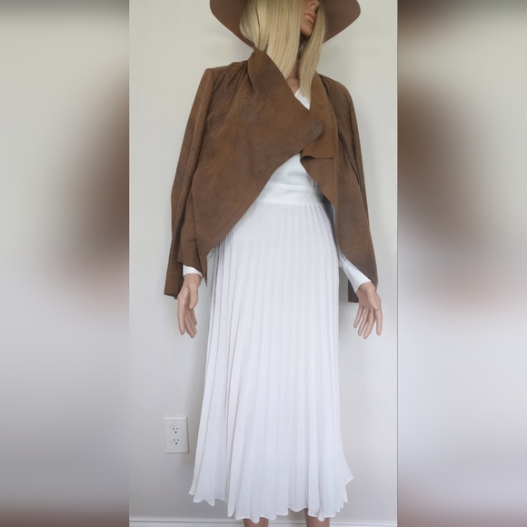 ZARA JACKET BROWN DRAPE COWLNECK ASYMMETRICAL ZIP TOP SMALL S - Picture 12 of 12